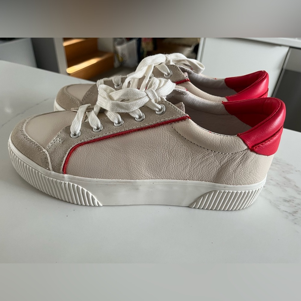 John Lewis anyday tan and pink sneakers. Size 7.  Like new.